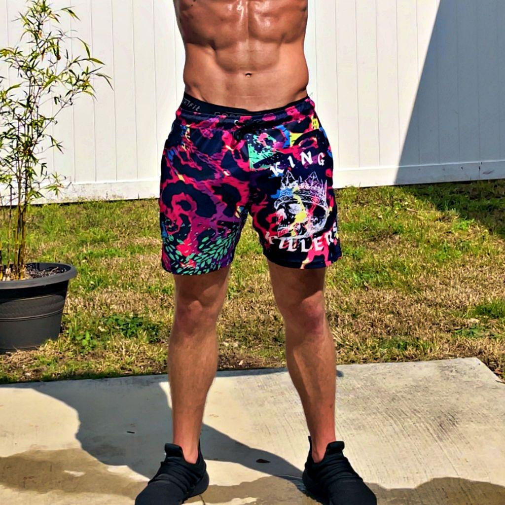 Neon Jungle Print Mesh Shorts