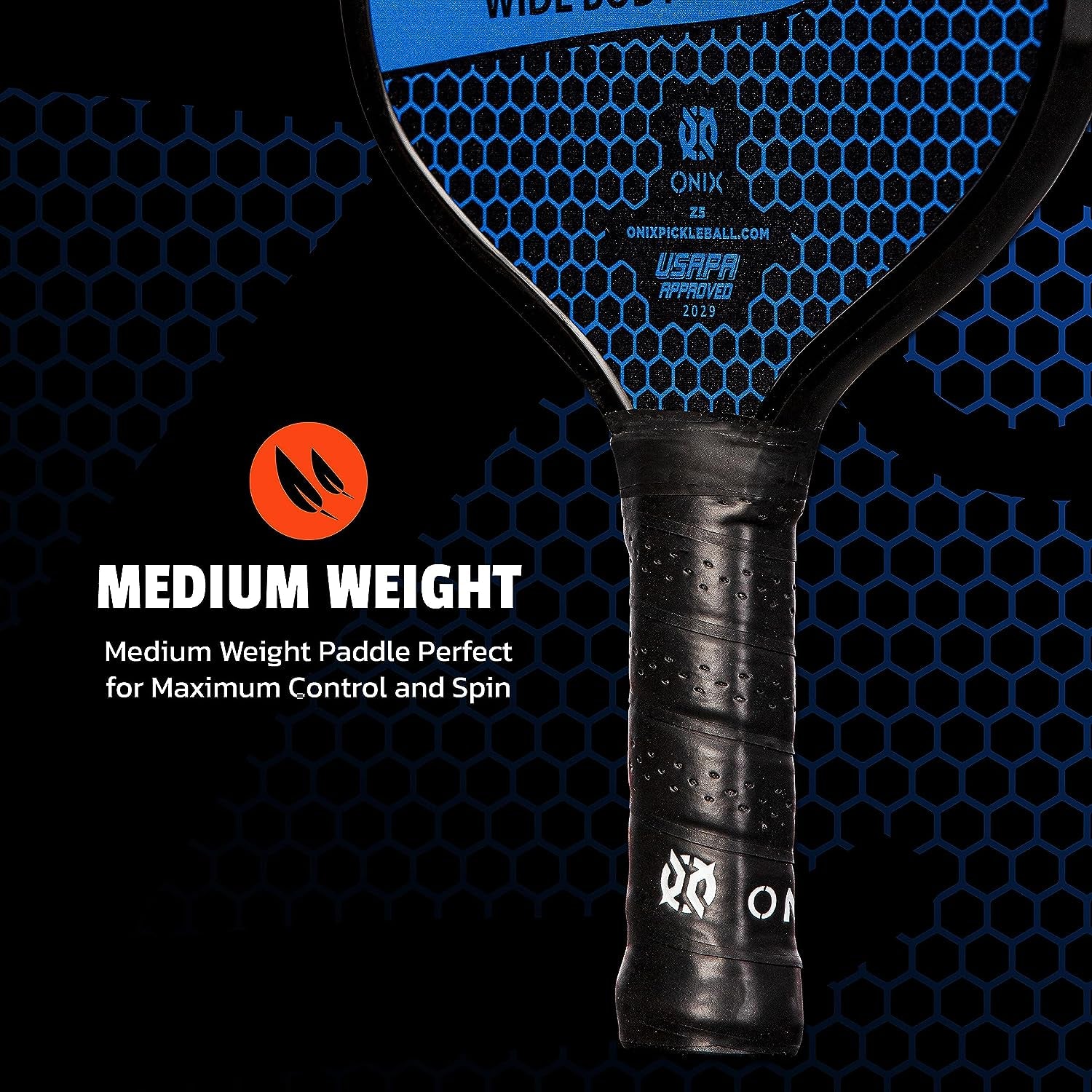 Graphite MOD Z5 Carbon Fiber Pickleball Paddle with Wide-Body Shape. Honeycomb Core, Graphite Face & Cushion Comfort Pickleball Paddle Grip