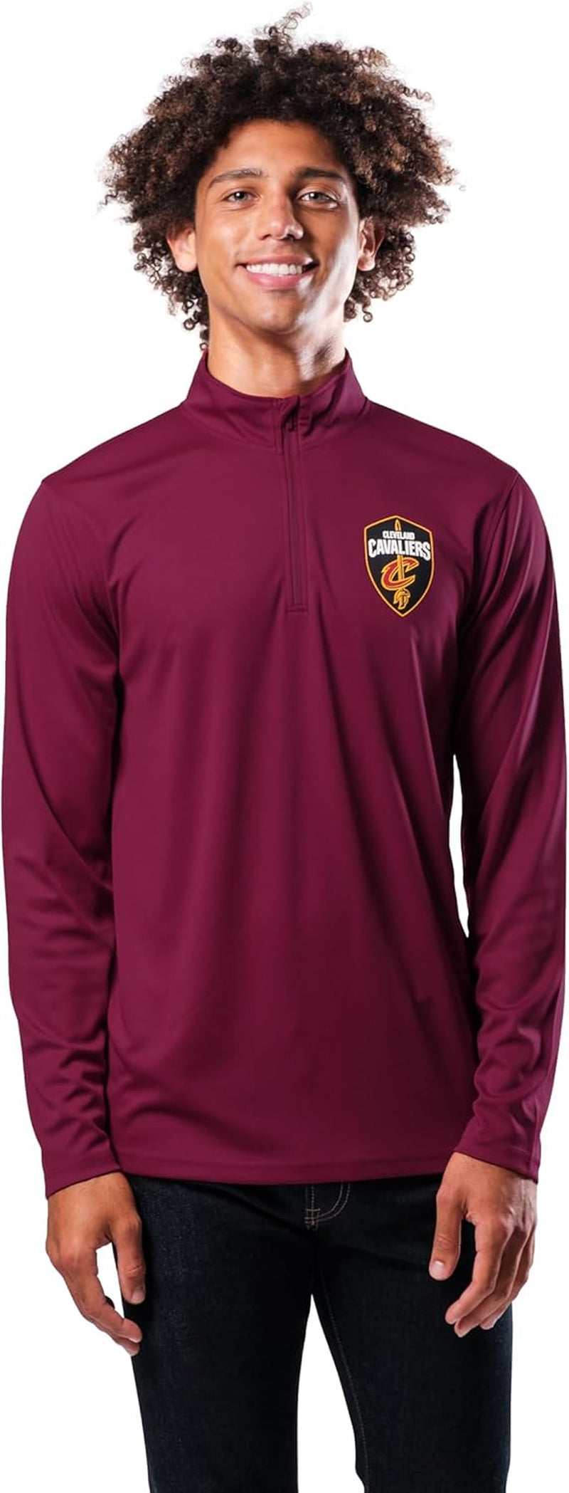 Mens NBA Official Quarter Zip Long Sleeve Pullover T-Shirt
