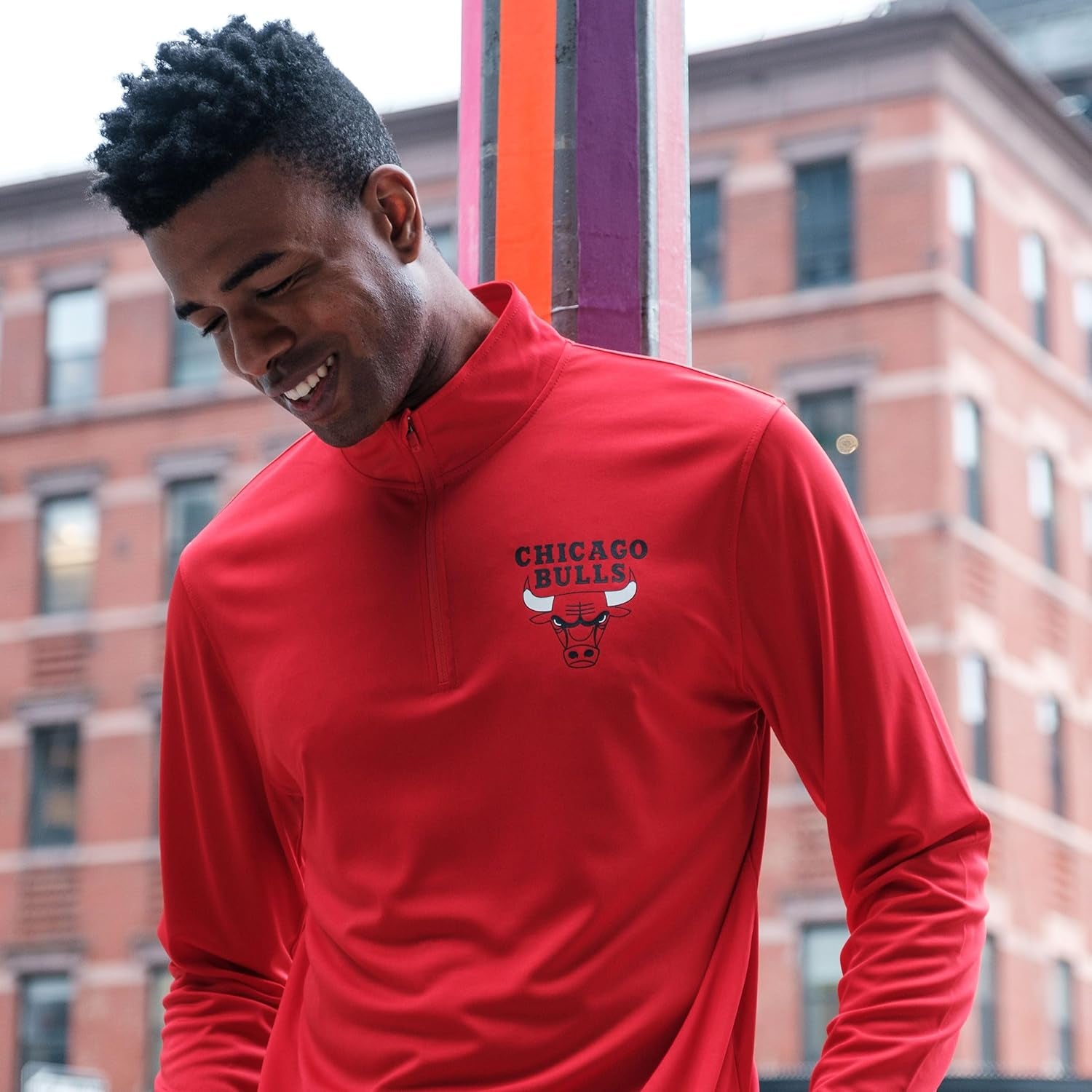 Mens NBA Official Quarter Zip Long Sleeve Pullover T-Shirt