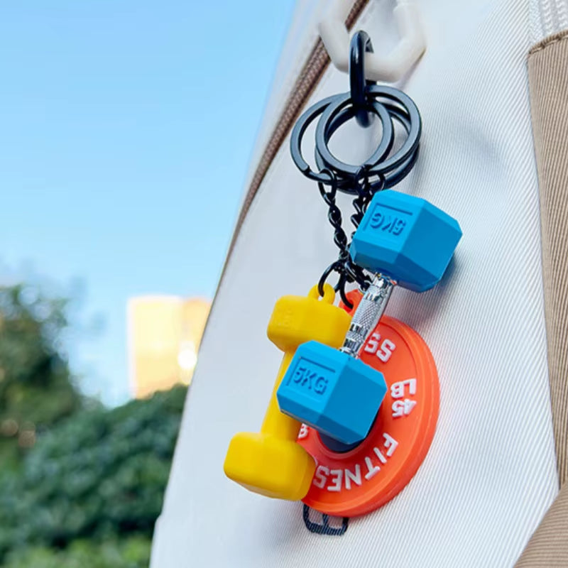 Gym Dumbbell Keychain New Fashion 3D PVC Dumbbell Gym Keychain Car Key Wallet Pendant Creative Gifts for Fitness Enthusiasts