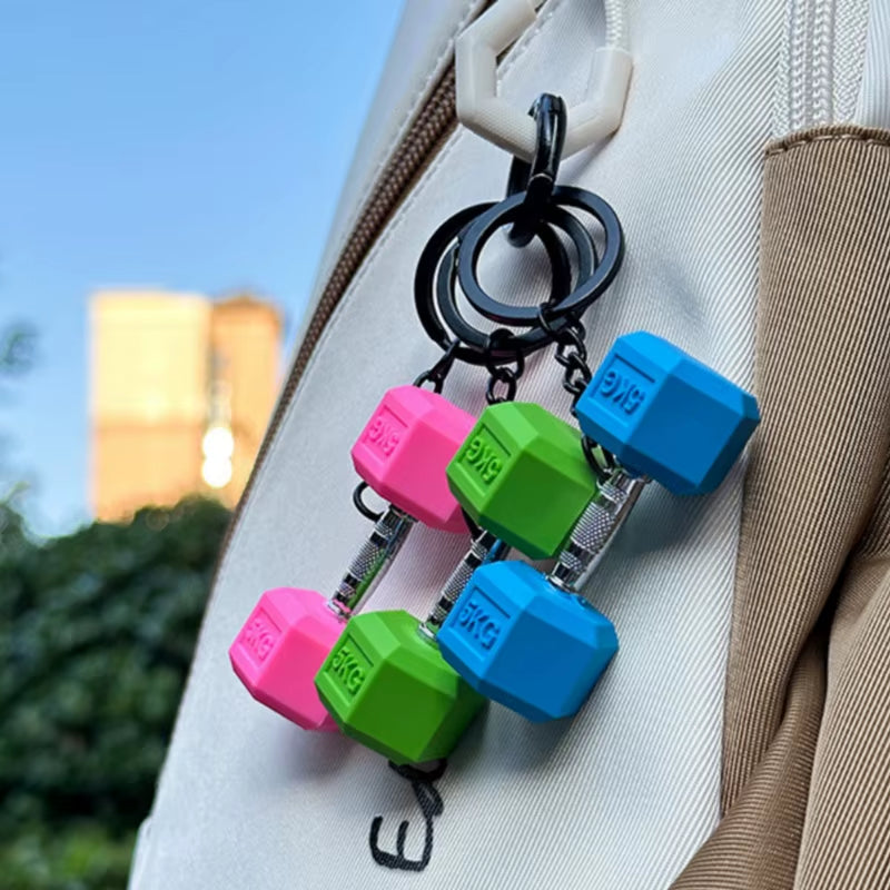 Gym Dumbbell Keychain New Fashion 3D PVC Dumbbell Gym Keychain Car Key Wallet Pendant Creative Gifts for Fitness Enthusiasts