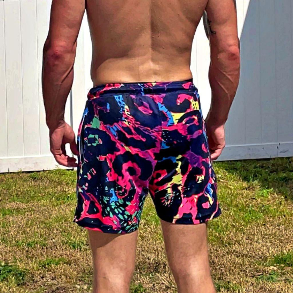 Neon Jungle Print Mesh Shorts